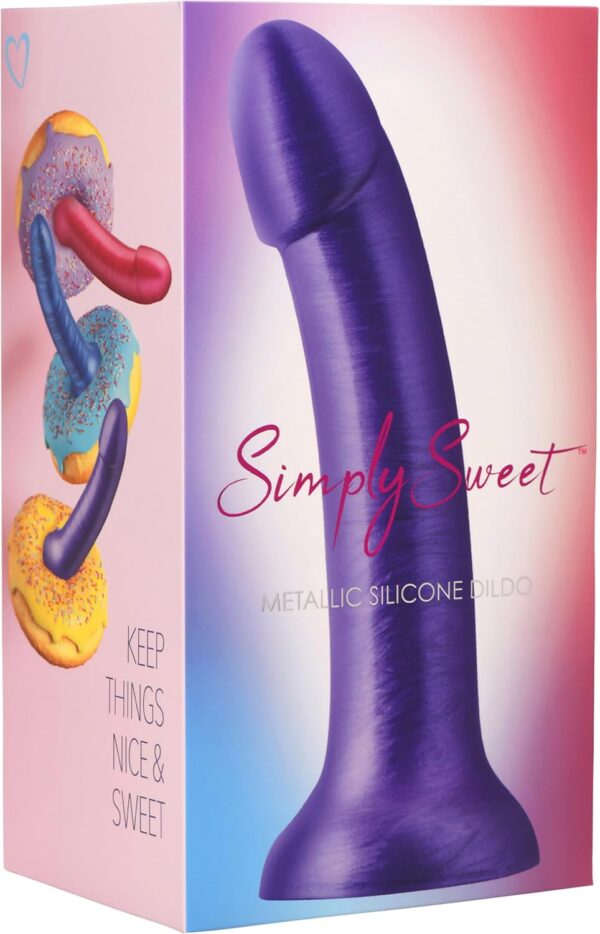 Simply Sweet Metallic Silicone Dildo – Purple
